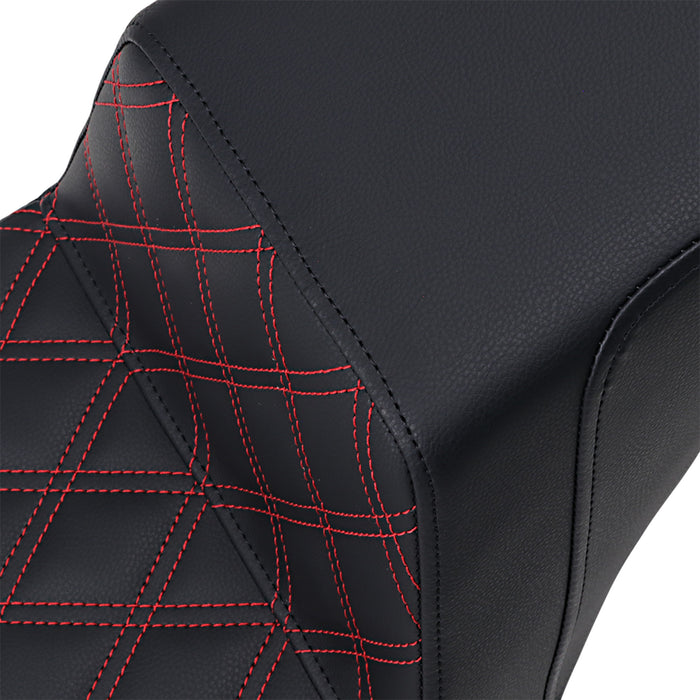 SADDLEMEN 0802-1384 818-30-172RD Step-Up Seat — Front Lattice Stitch/Red Stitching - Front Lattice Stitch/With Red Stitching - Black