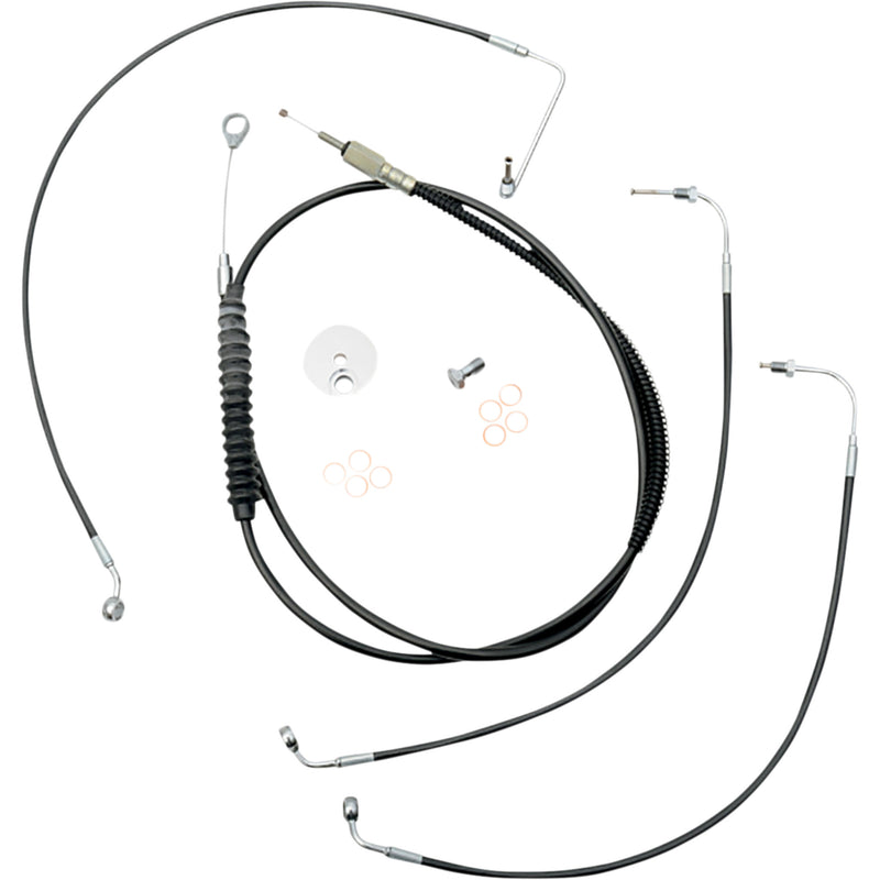 LA Choppers Standard Black Vinyl Handlebar Cable Brake Line Kit — Ape Hanger 12"-14" Ape Hangers - LA-8155KT-13B For Harley Softail 2018-2022