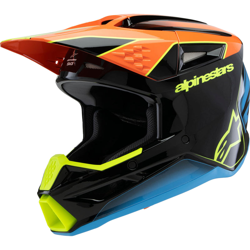 ALPINESTARS Youth SM3 Fray Helmet - Gloss Black/Orange/Yellow Fluo
