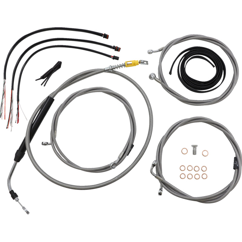 LA Choppers Complete Stainless Braided Handlebar Cable Brake Line Kit — Cable Kit 18"-20" Handlebars - LA-8056KT2-19 For Harley Touring 2021-2022