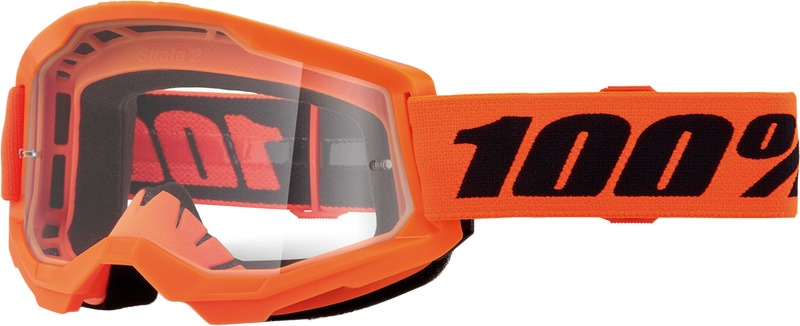 100% 610-5251 50031-00009 STRATA 2 JUNIOR GOGGLE NEON ORANGE CLEAR LENS