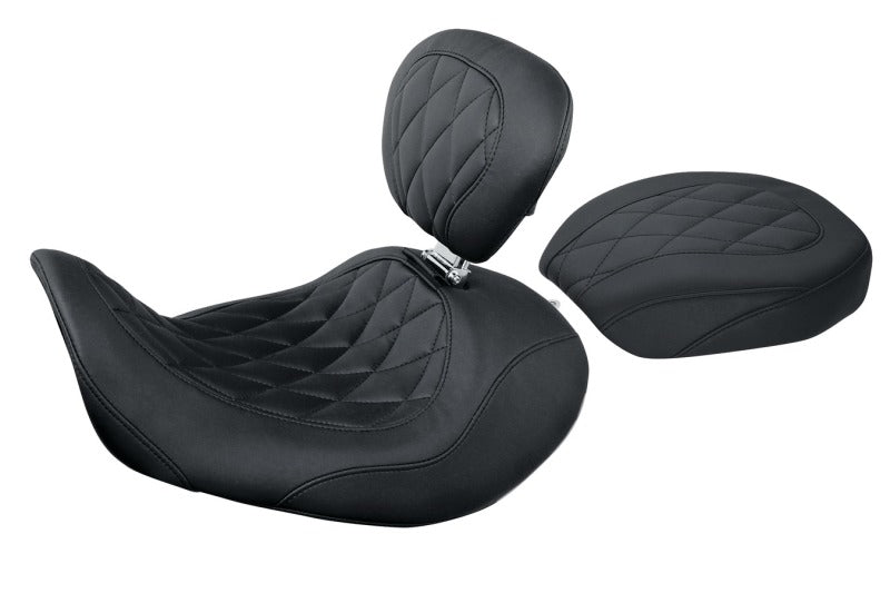 Mustang Motorcycle 76705 Mustang 06-17 Harley Dyna Wide Tripper Forward Passenger Seat Diamond Stitch - Black - Photo - Primary