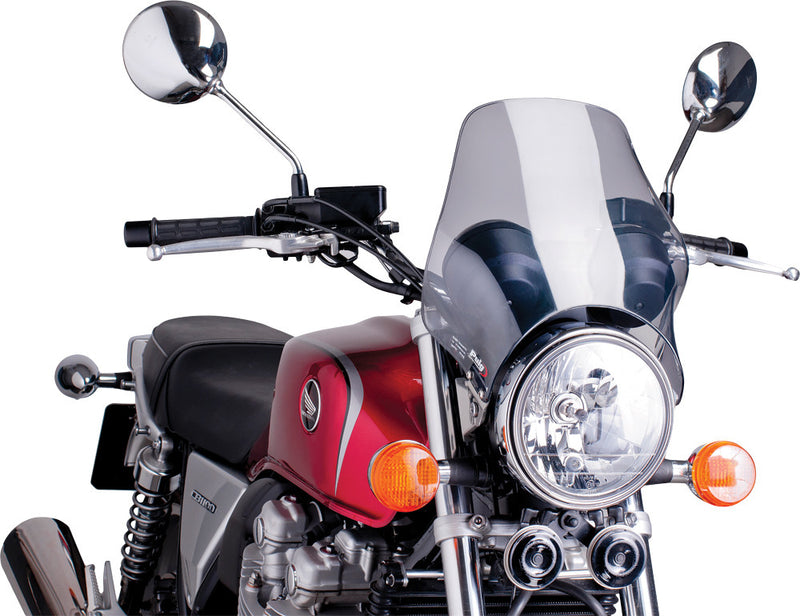 Puig Hi-Tech Parts Windscreen Naked Headlight Mount Smoke - 0869H For Triumph Motorcycles 2001-2019 | Ducati 1000 / Scrambler Classic 2007-2010