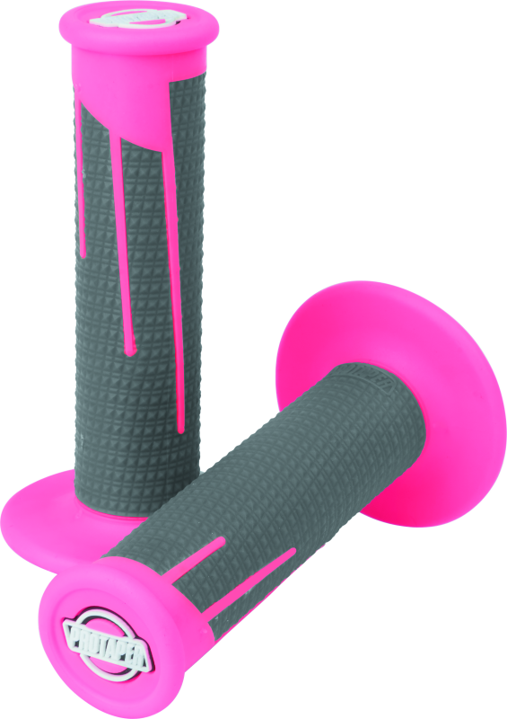 ProTaper 021684 Full Diamond Clamp-on Grips - Neon Pink/dark Gray - Photo - Primary