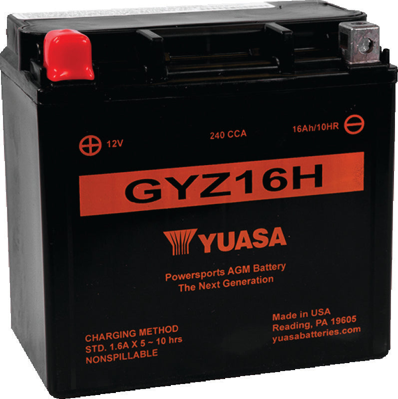 Yuasa Battery YUAM716GH Yuasa GYZ16H High Performance Maintenance Free AGM 12-Volt Battery - Photo - Primary