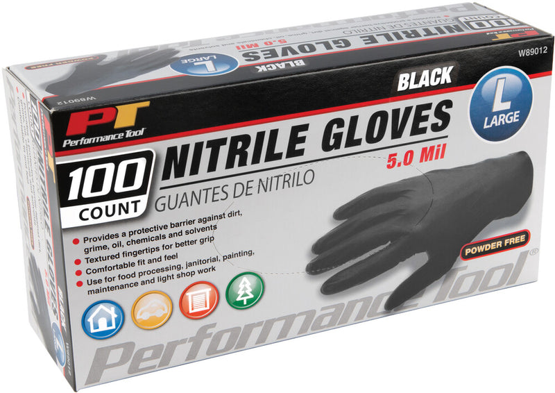 Performance Tool 117-1172 W89012 NITRILE GLOVES LARGE/100
