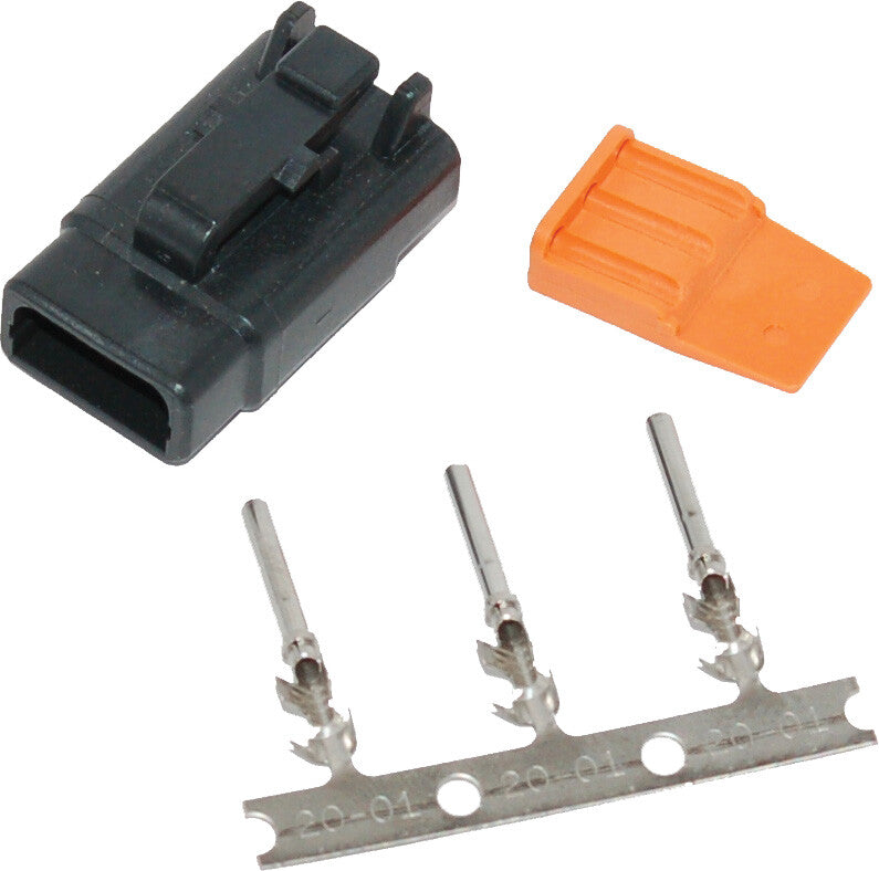 Namz Custom Cycle 850-08047 MDP-3B DEUTSCH DTM 3-PIN BLACK PLUG W/3 TRMNLS/WDGLCK HD74113-98BK