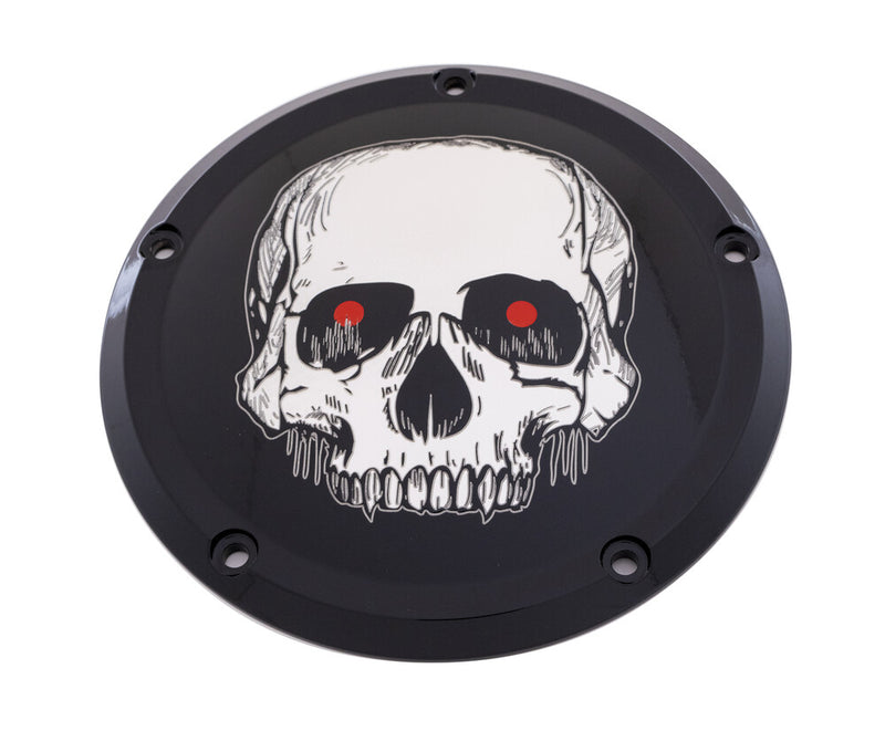 Custom Engraving 6 M8 Softail Derby Cover Skull Black - SKUL33-67BG For Harley Softail 2018-2022