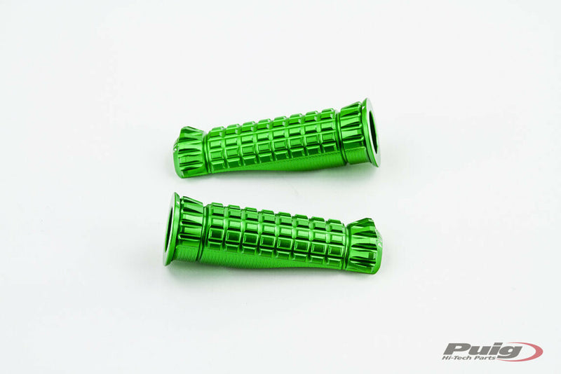Puig Hi-Tech Parts Footpegs R-Fighter Green - 9192V For Ducati Motorcycles 2008-2020 | Honda Motorcycles 2000-2021 | Triumph Motorcycles 2008-2021
