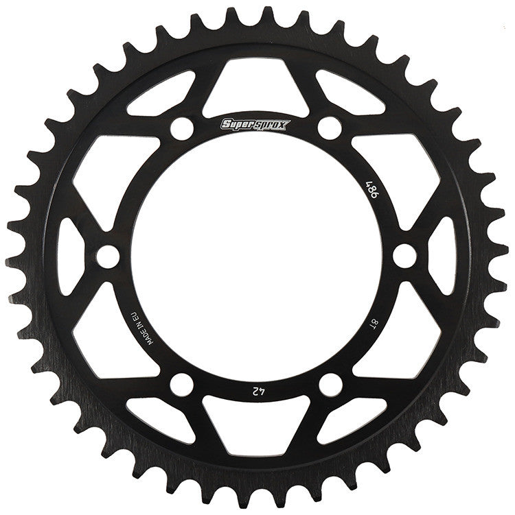Supersprox Rear Edge Sprocket Steel 42T-520 Black - RFA-486-42-BLK Kawasaki Ninja / ZR 1988-2017