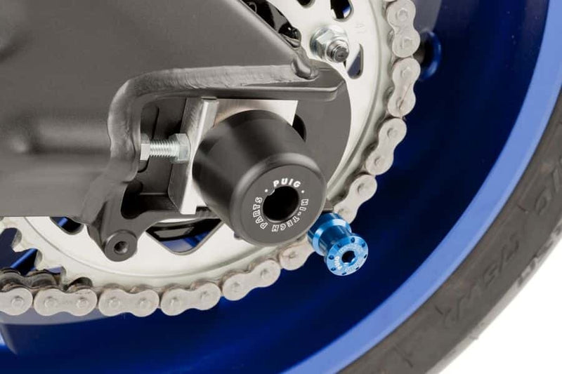 Puig Hi-Tech Parts Swingarm Spools HI-Tech 6MM Blue 2/PK - 5922A For Yamaha Motorcycles 1987-2021 | Aprilia Motorcycles 1998-2021