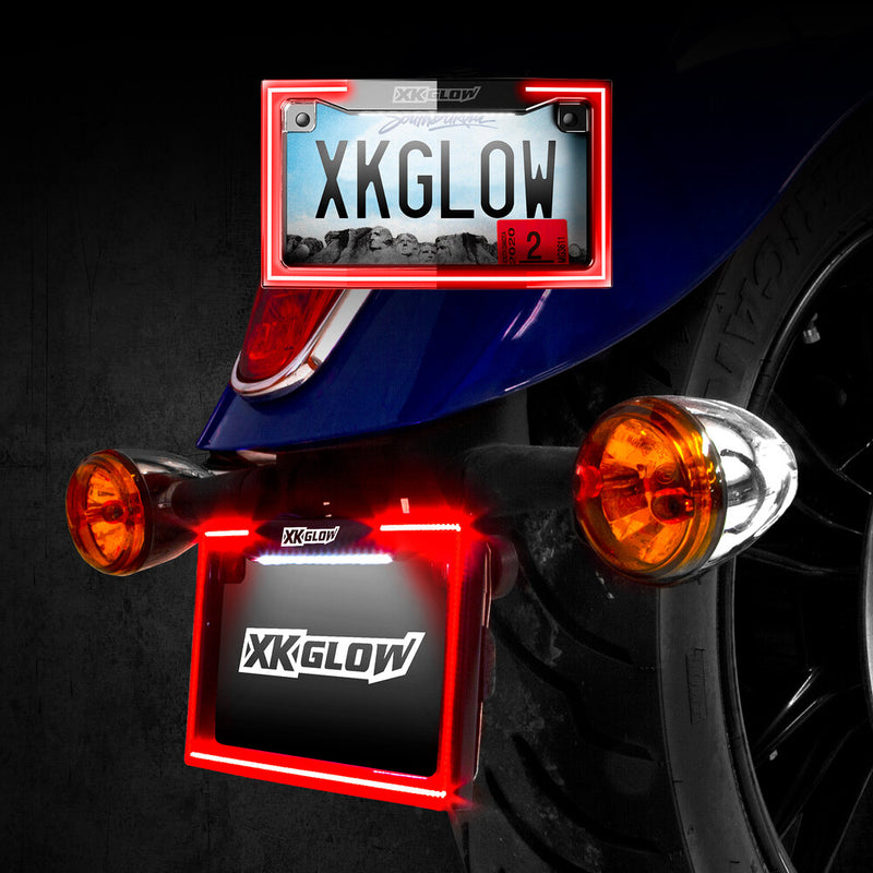 Xk Glow 653-0024 XK034018-B LICENSE PLATE FRAME LIGHT WITH TURN SIGNAL BLACK