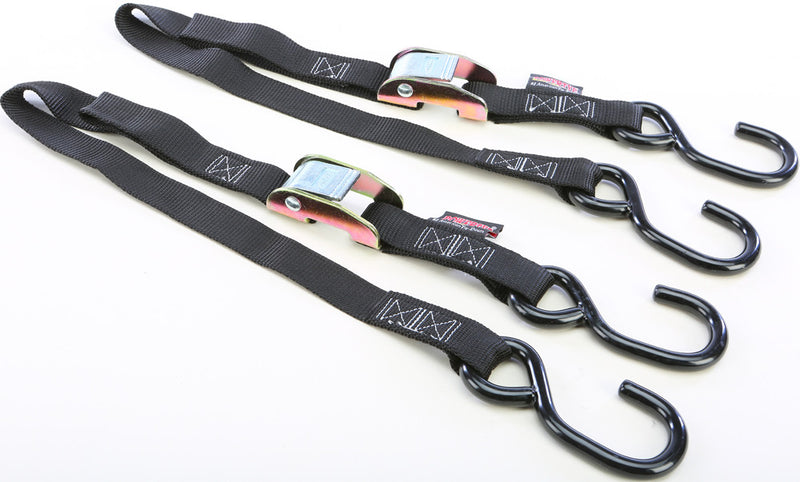 Powertye TIE-Down CAM S-Hook Watercraft 1"X3' Black Pair - 22032