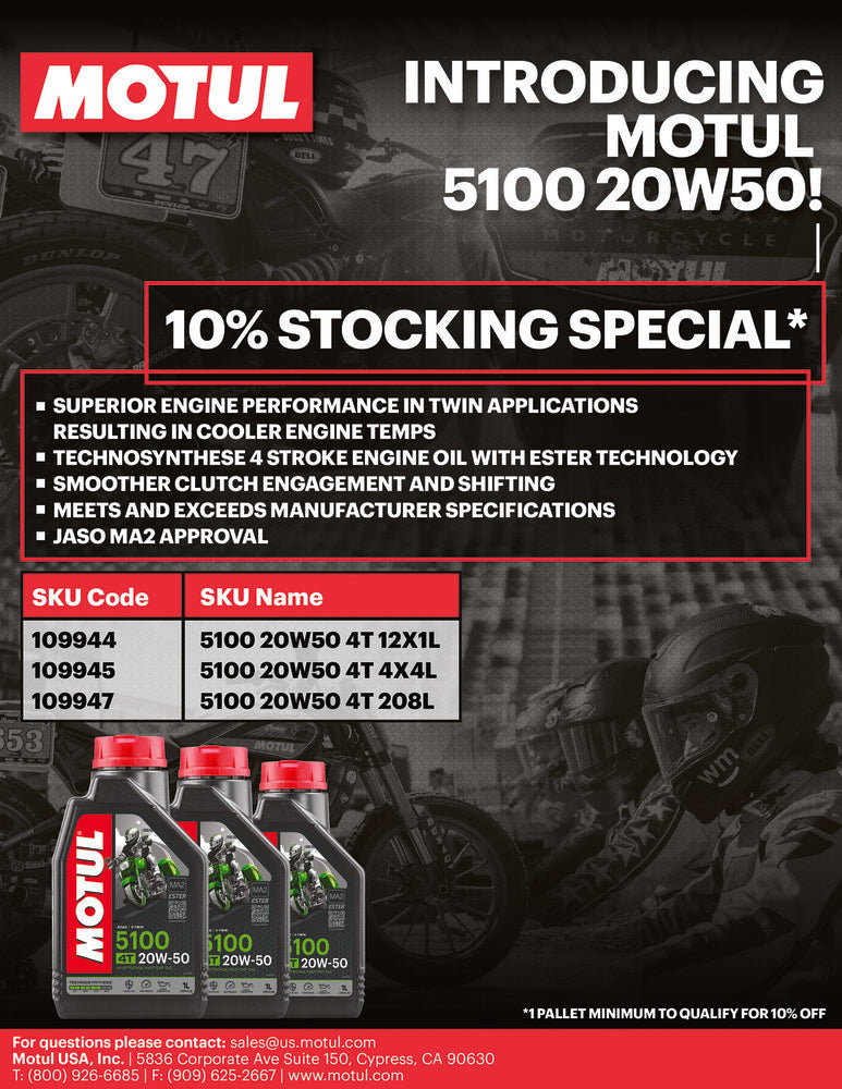 Motul 82-2089 109944 5100 OIL 4T 20W50 1L 12/CASE
