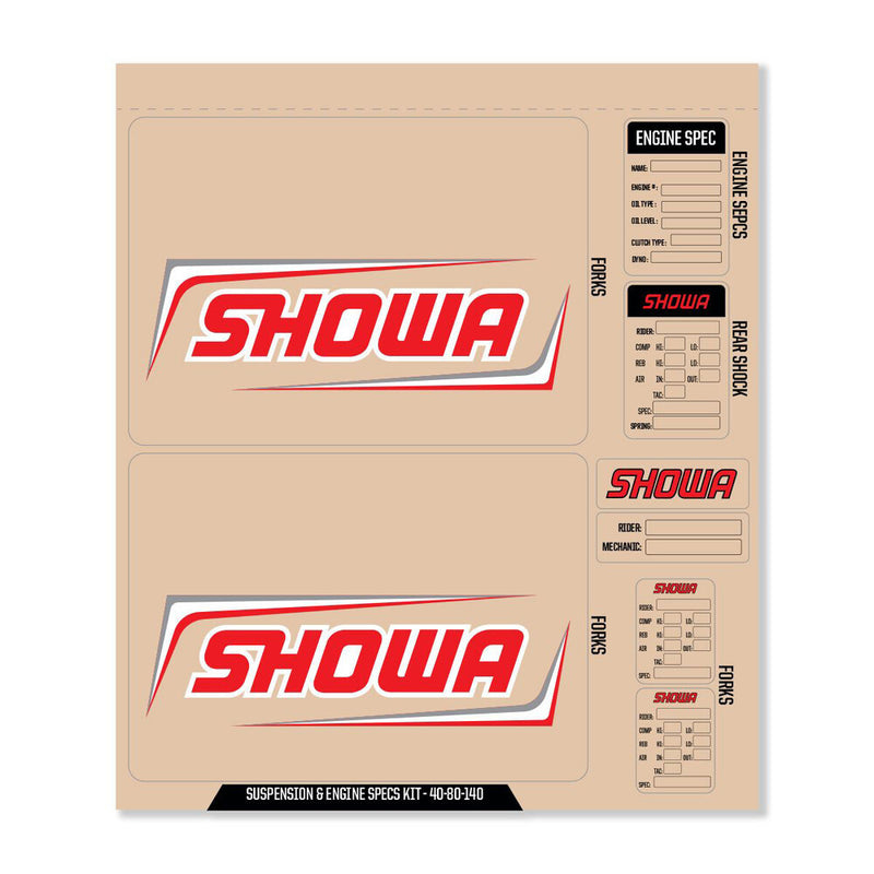 D'cor Visuals D-Cor Showa Decal Kit RED Showa Fork Shock ENG Spec - 40-80-140