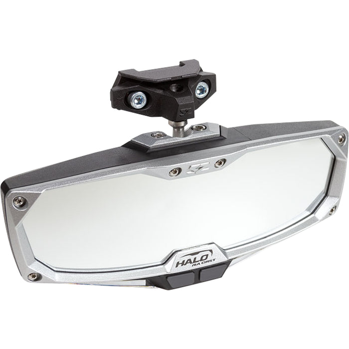SEIZMIK 0640-1454 56-18001 Halo R Rear View Mirror with Cast Aluminum Bezel/LED Cabin Light - Pro XP Mirror - Halo R - Rear View w/LED Cabin Light - Rectangle - Black w/Silver Bezel