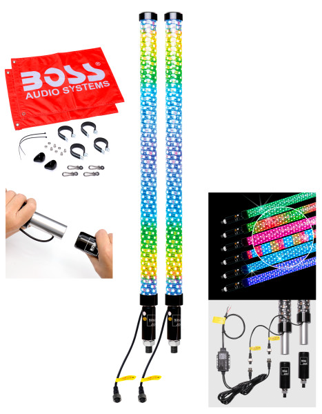 Boss Audio 63-9101 XP3PF BLUETOOTH 2" FAT LED WHIP 1 PR LED FAT WHIPS