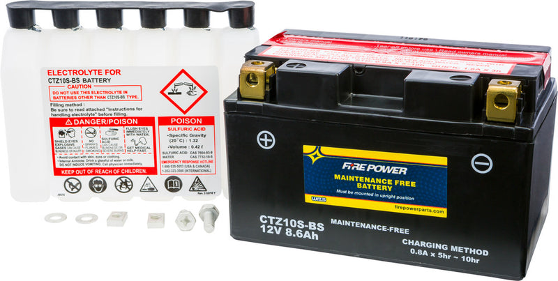 Fire Power Battery Maintenance Free - CTZ10S-BS For MV Agusta Motorcycles 2000-2016 | Yamaha Motorcycles 2004-2019 | Honda Motorcycles 2000-2019