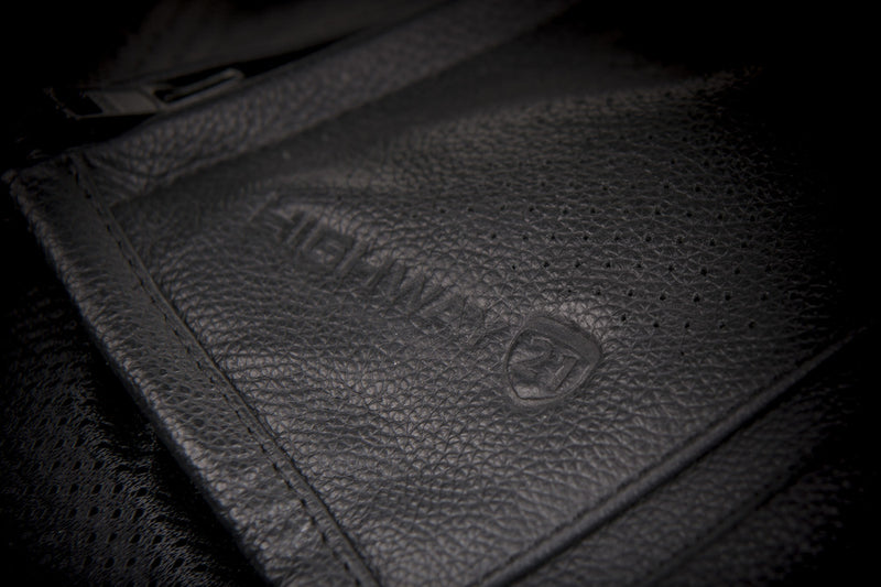 Highway 21 logo leather imprint on Blockade Vest
