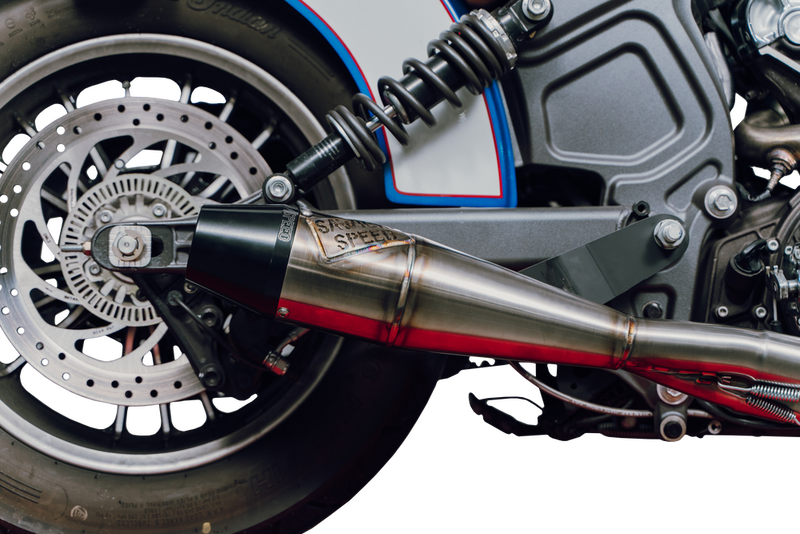 Sawicki Indian Scout MID Length Brushed SS W Black END CAP For Indian Scout 2015-2022
