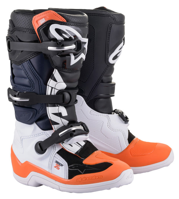 Alpinestars 482-261408 2015017-1241-8 TECH 7S BOOTS BLACK/WHITE/ ORANGE FLUO SZ 08