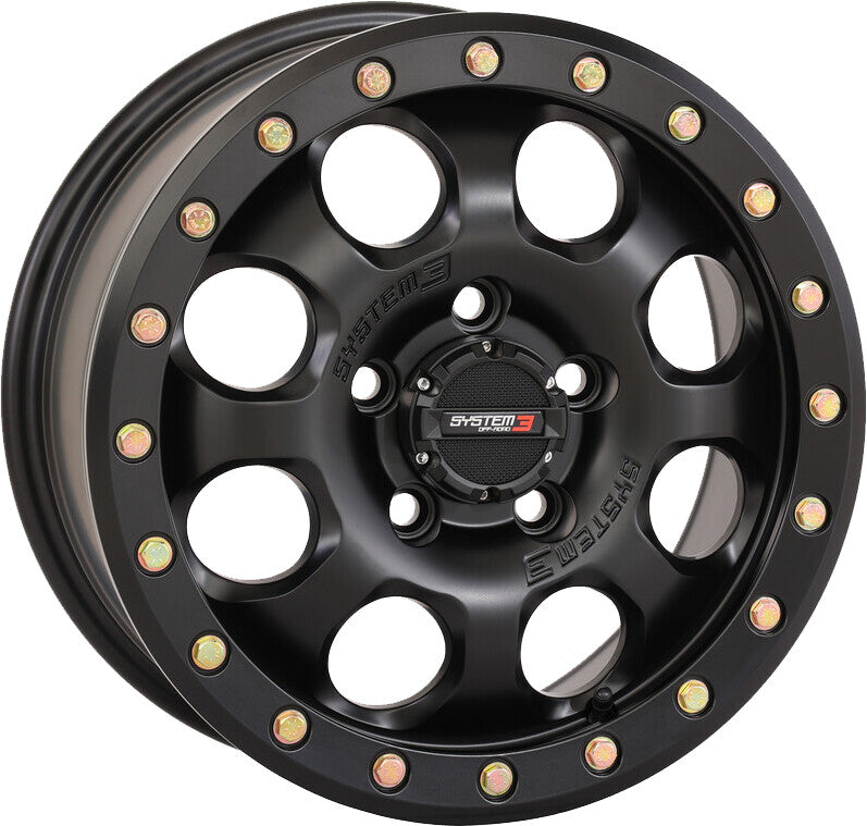 System 3 SB7 BL Wheel 15X7 4+3 (+10MM) 5/4.5 Matte Black - 15S3-7544 Polaris RZR / Xpedition 2022-2024