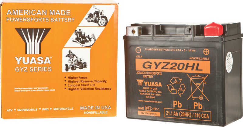 Yuasa Battery GYZ20HL Sealed Factory Activated - YUAM720GH For Harley Motorcycles 1997-2023 | Ski-Doo Snowmobiles 2002-2017