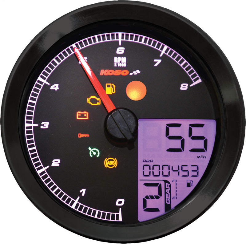 Koso North America Speedo Tach Black Bezel LCD Color Change Display - BA051231 For Harley Dyna 2011-2022