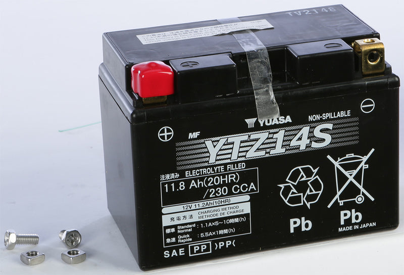 Yuasa Battery YTZ14S Sealed Factory Activated - YUAM72Z14 For Honda Motorcycles 1995-2018 | KTM Motorcycles 2003-2013 | Yamaha Motorcycles 2006-2020