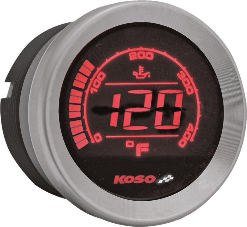 Koso North America HD-02T 2'' OIL Temp Gauge Silver Bezel - BA050500 For Harley Touring 2004-2013
