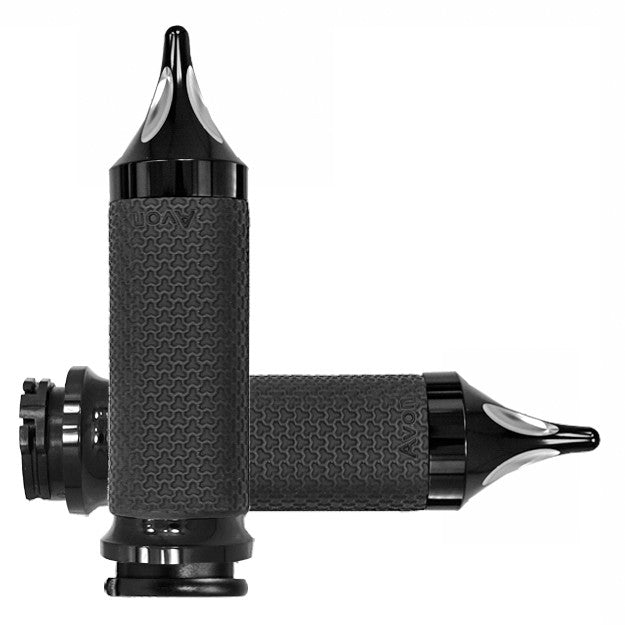 Avon Cable Throttle Memory Foam Grip Black - MF-63B-ANO-SPK For Harley Motorcycles 1984-2018