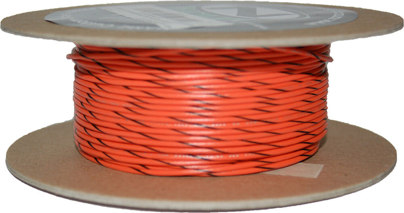 Namz Custom Cycle 850-08943 NWR-30-100 #18-GAUGE ORANGE/BLACK STRIPE 100' SPOOL OF PRIMARY WIRE