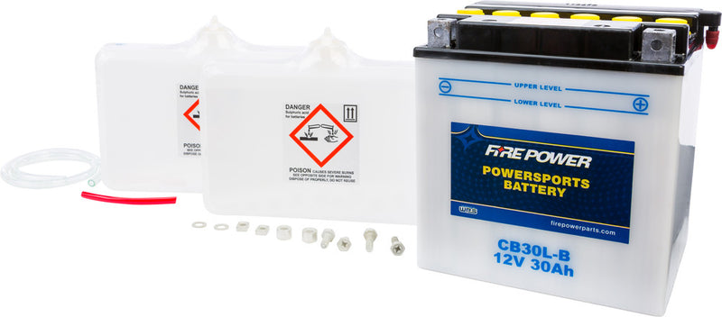 Fire Power Battery W Acid 12V Heavy Duty - CB30L-B For Harley Touring 1997-2006 | Arctic Cat UTVs 2009-2016
