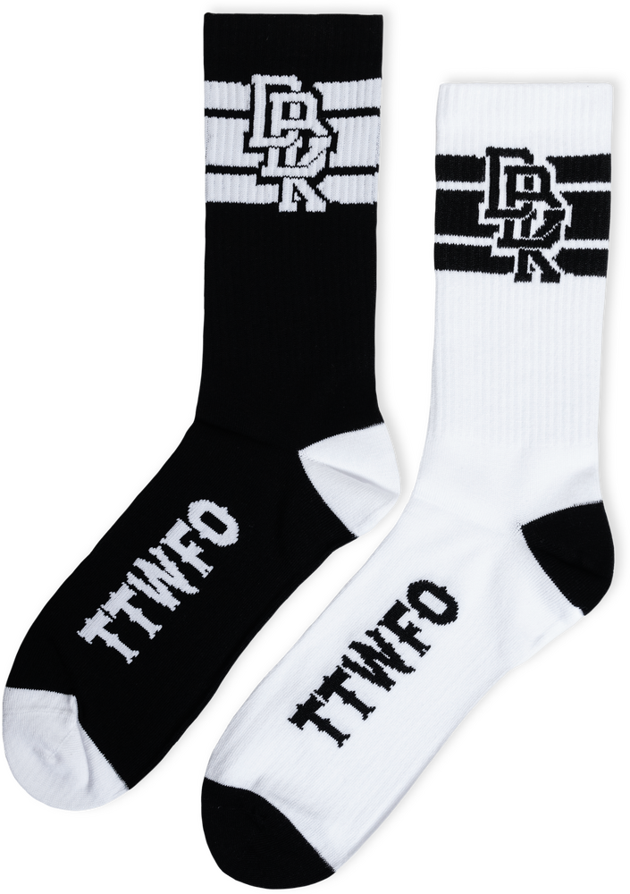 Dbk 325-00037 AC-STACKED2PK-SOCK STACKED SOCKS 2 PACK BLACK AND WHITE