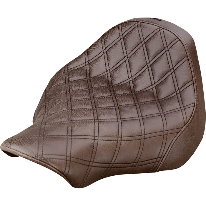 SADDLEMEN 0802-0971 813-27-002BLS Renegade Lattice Stitch Solo Seat - Lattice Stitched - Brown - FXSB '13-17