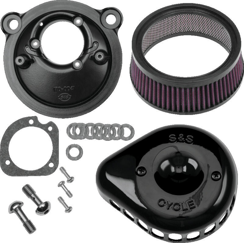 S&S Cycle 170-0440C 2007+ XL Sportster Models Stealth Air Cleaner Kit W/ Gloss Black Mini Teardrop Cover - Photo - Primary