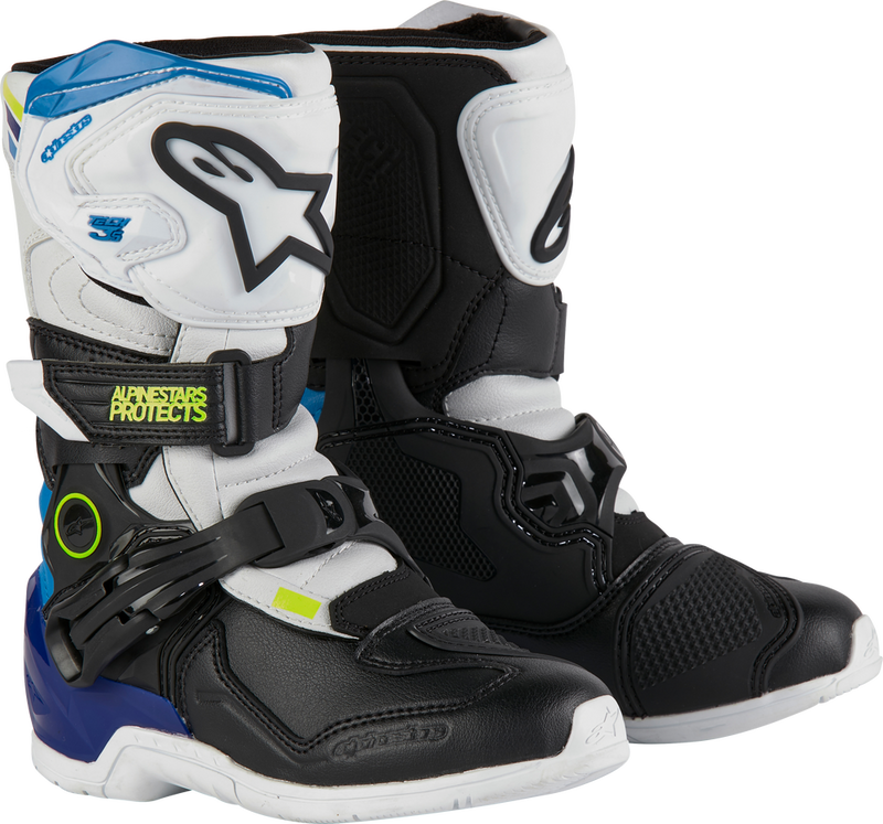 Alpinestars 482-48213 2014524-2179-13 TECH 3S KIDS BOOTS WHT/BLK/ENAMEL BLUE SZ 13
