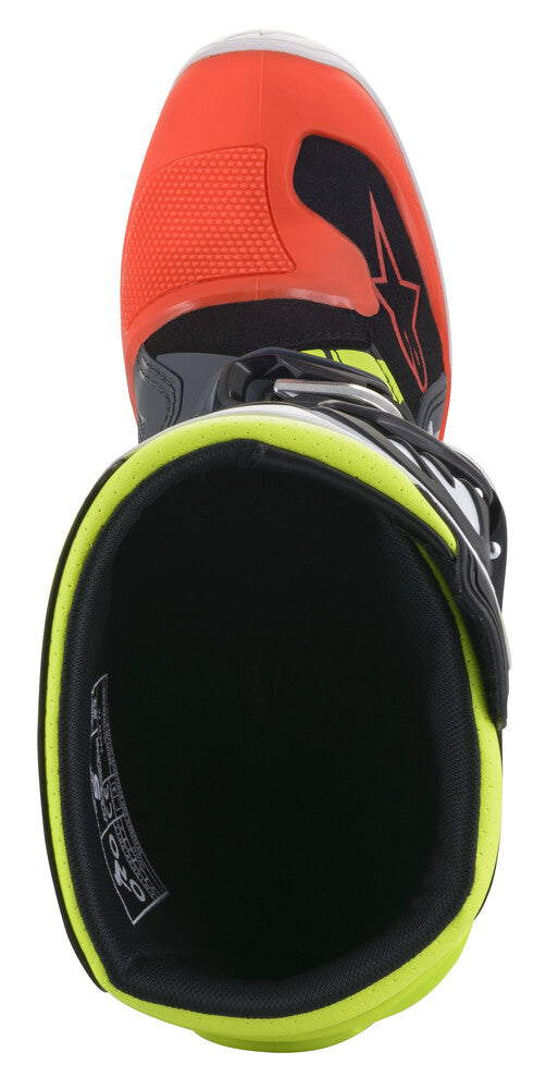 Alpinestars 482-261504 2015017-9058-4 TECH 7S BOOTS DARK GREY/ RED FLUO/YELLOW FLUO SZ 04