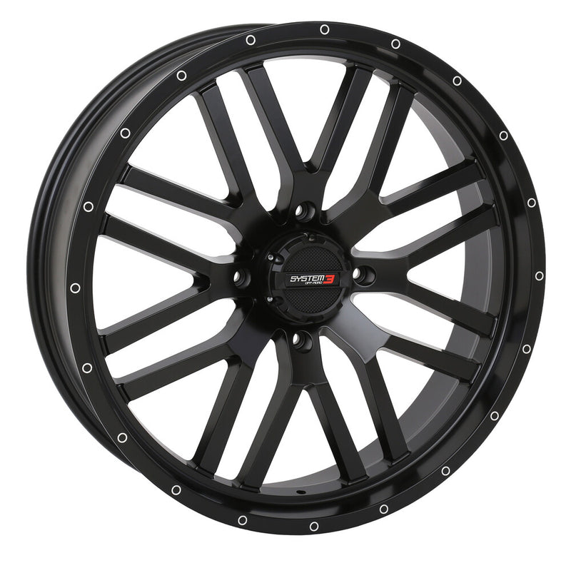 System 3 ST3 Wheel 24X7 4+2.5 (+10MM) 4/156 4 Matte Black - 24S3-1156 For Polaris UTVs 2003-2023 | Kawasaki UTVs 2015-2023