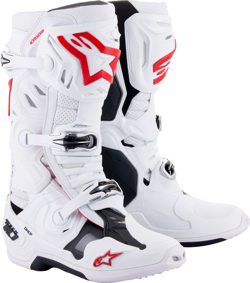 Alpinestars Tech 10 Supervented Boots White Bright RED SZ 11 - 2010520-2230-11