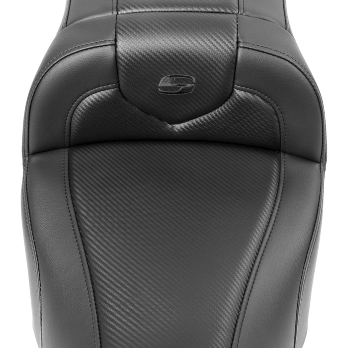 SADDLEMEN 0801-1737 823-07-18500 Roadsofa™ Carbon Fiber Seat- black stitch-  without Backrest - FLTR/FLHX 23-24