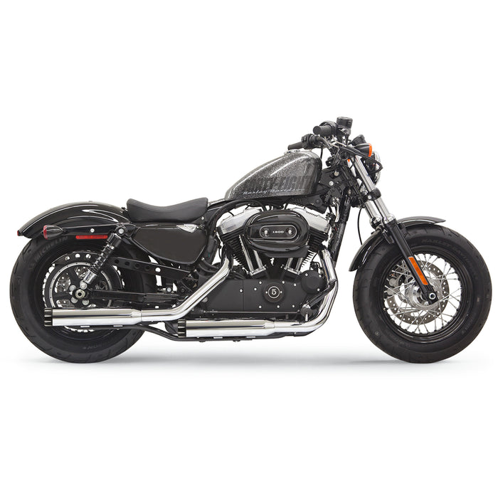 BASSANI XHAUST 1801-0683 1X27T Firepower Series Slip-On Mufflers - Chrome/Black - Fluted - Sportster