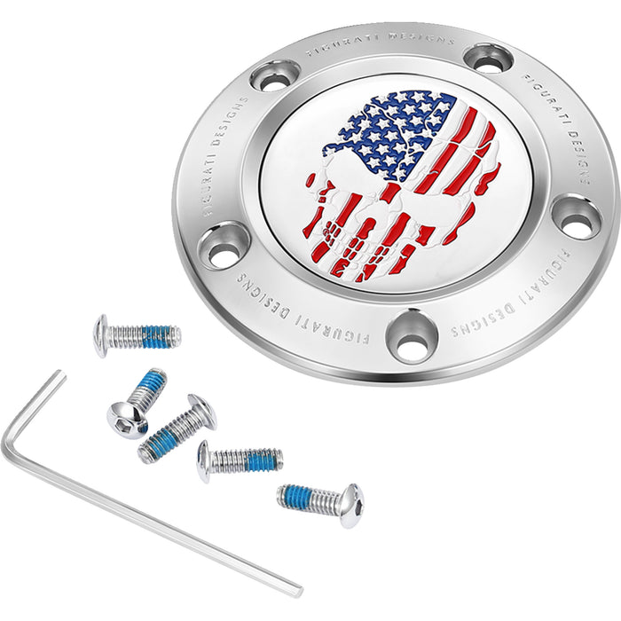 FIGURATI DESIGNS 0940-2084 FD24-TC-5H-SS Timing Cover 5 hole - skull - stainless steel