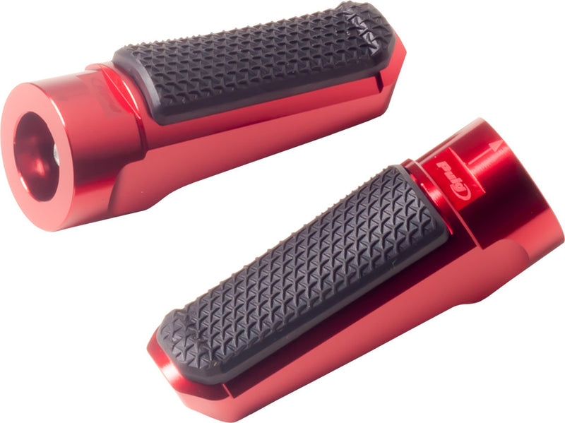 Puig Hi-Tech Parts Footpegs Sport RED - 7318R For Ducati Motorcycles 2008-2020 | Honda Motorcycles 2000-2021 | Triumph Motorcycles 2008-2021