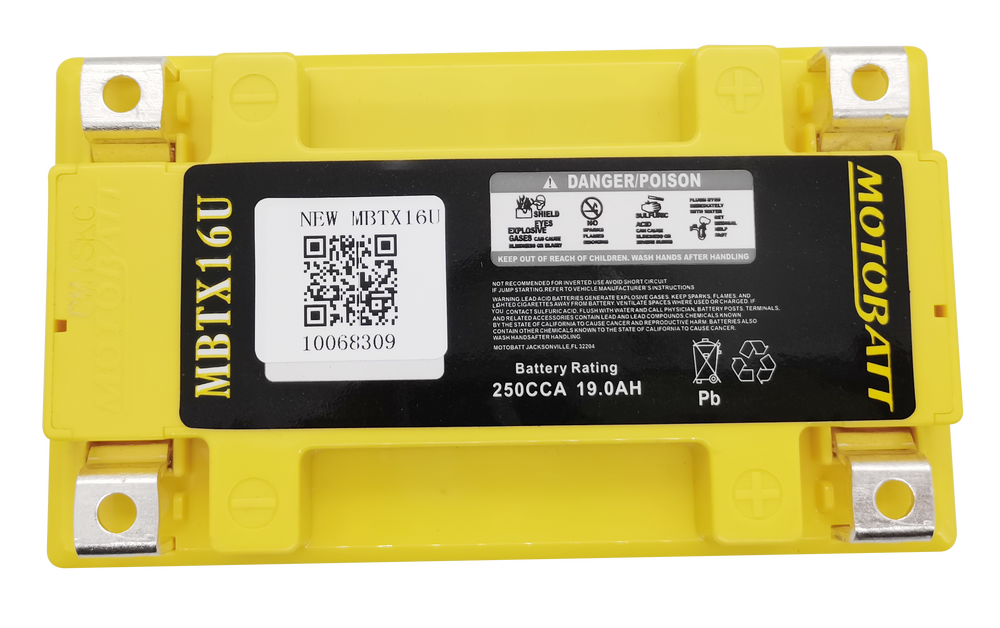 Motobatt 491-1012 MBTX16U BATTERY MBTX16U SEALED FACTORY ACTIVATED