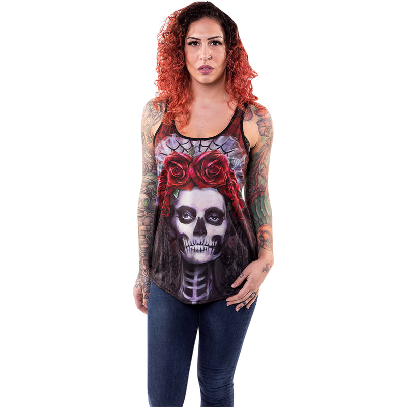 LETHAL THREAT 3031-3955 LA20508S Women's Dark Widow Razor Back Tank Top black - small