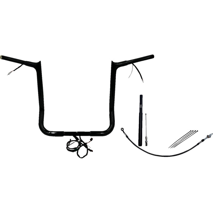 FAT BAGGERS INC. 0601-6151 912016-B EZ Install Wired 1-1/4" Pointed Top Handlebar Kit - 16" - Black