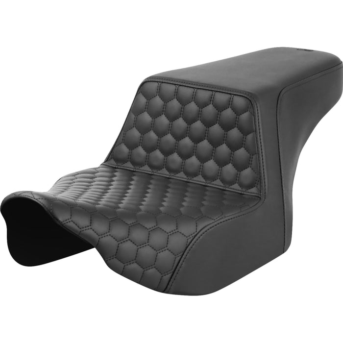 SADDLEMEN 0801-1824 823-07-17700 Honeycomb Step-Up Seat - Front Honeycomb - Black Stitching - FL '23-'24