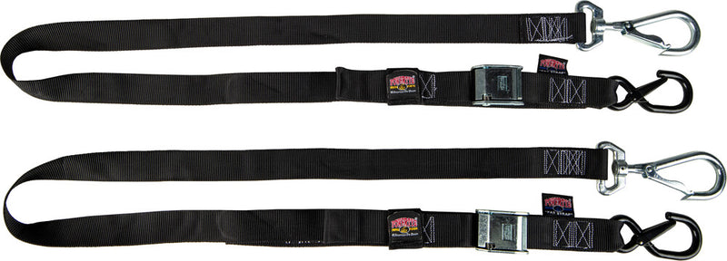 Powertye 29-1190 29622-SB TIE-DOWN CAM SEC HOOKS/SWIVEL 1.5"X6' BLK/BLK W/STORAGE BAG