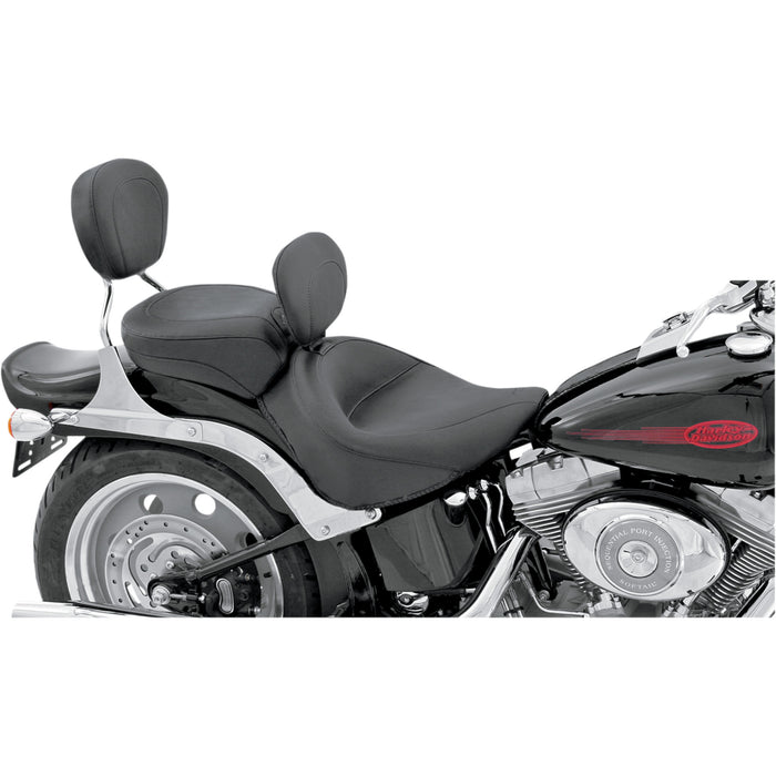 MUSTANG 0802-0532 79530 Wide Solo Seat with Removable Backrest - Vintage - Black - Smooth - Softail '06-'17